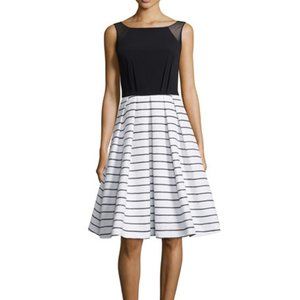 Carmen Marc Valvo Sleeveless Combo Dress, Black/White - size 12